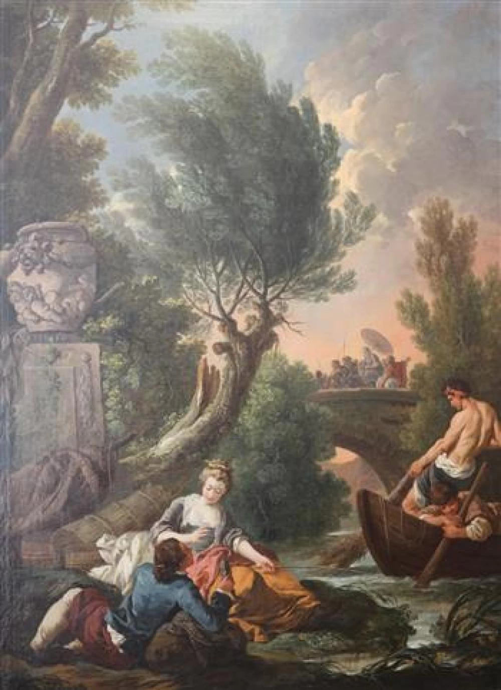 Paesaggio fluviale con pescatori